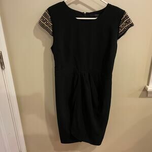 Guess Black Dress with Gold and Silver Beaded Arms Size 12